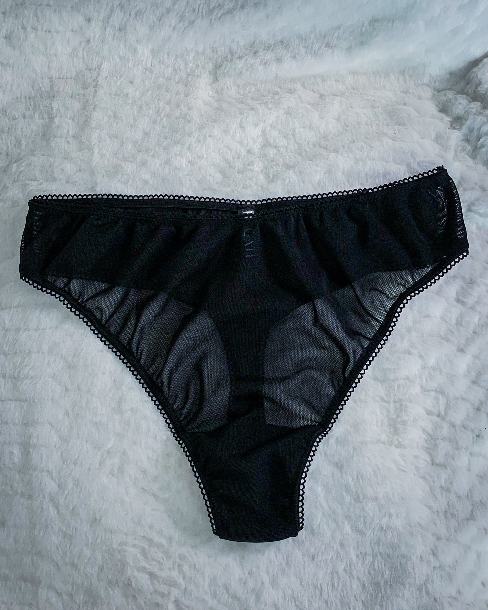 Plus Size Underwear High-waisted, High-leg Black Cotton Thong