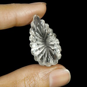 58 Ctr Top Quality Crystals Quarts Carved Gemstone Pear Shape AAA Clear Quartz Handmade Loose Gemstone For Jewelry Cts Size 36.50x20x14 MM