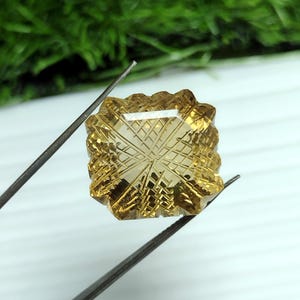 HIGH QUALITY! 51 Ct AAA Natural Honey Quartz, Fine Quality Honey Quartz Gemstone Faceted & Carved Gemstone Octagon shape, loose Gemstone