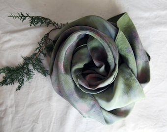 Large silk scarf/ Eco-friendly gift box/ botanically dyed scarf/ green bundle dyed scarf/ soft wrap/ Bulgarian roses