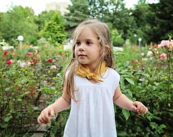 Plant dyed cotton bandana, toddler wrap, yellow neckerchief, eco wedding, yellow kids bandana, kids headscarf, flower-girl bandana