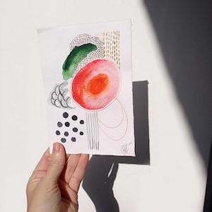 Dipinto ad acquerello colorato, decorazione per la tua casa. Arte originale unica nel suo genere, pronta per la spedizione, piccola arte, Bulgaria