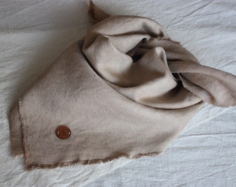 Brown Botanically Dyed Raw Silk Bandana/ Scarf, Sustainable Gift, Simple Gift for Her