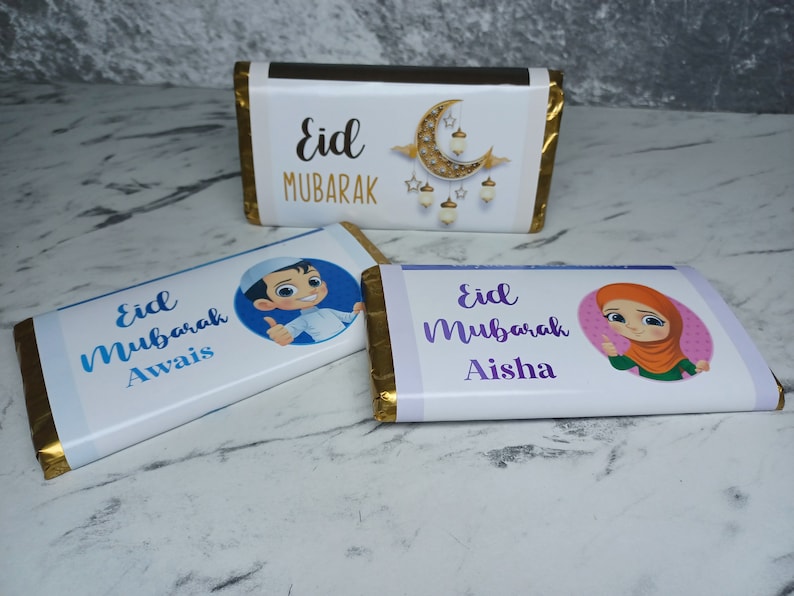 Eid mubarak personalised chocolate bar,personalised gift,keepsake gift,ramadan,eid,Boy Eid gift,Girl Eid gift, Eid Al-Adha gift, image 1