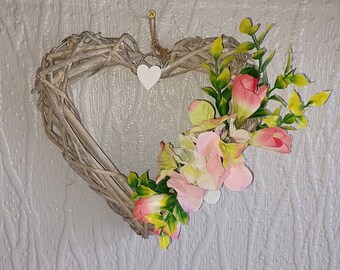 Pink Heart Wreath.Spring Wreath. Door or wall decor.Door hangers.Vibrant spring wreath.Perfect spring decoration.Home decor.Anniversary gift