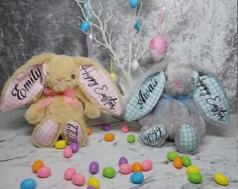 Personalised Bunny, Bunny Teddy Bear plush,Baby shower,Rabbit Baby Kids Easter Gift Toddler New born First Easter Boy Girl