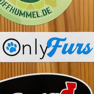 OnlyFurs-stickers | ca. 100 x 30 mm | Parodie stickerontwerp | Harige NFSW-stickers