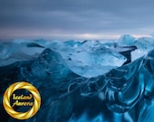 Blue Diamond Ice - Aluminum Panorama Print : Jokulsarlon Iceland