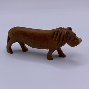 Carved Wooden Folk Art Lion Figurine