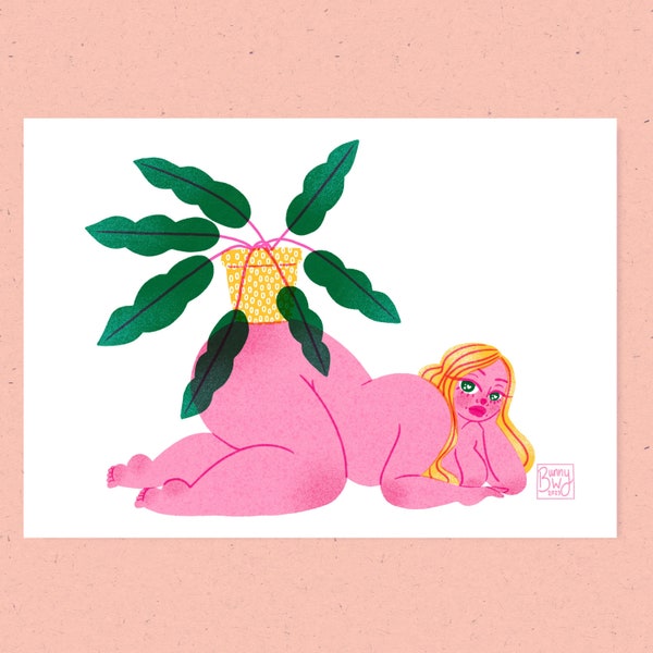 Alocasia babe A5 A4 A3 print | fat liberation body positive cozy joyful illustration