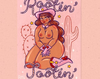Rootin Tootin A5 A4 A3 print | fat liberation body positive cozy joyful illustration retro 70s vibes