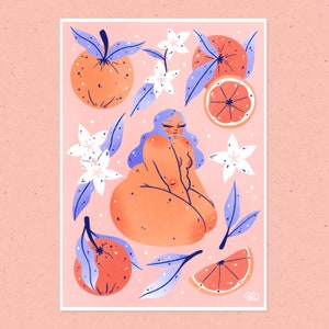 Orange slices A5 A4 A3 print | fat liberation body positive cozy joyful illustration