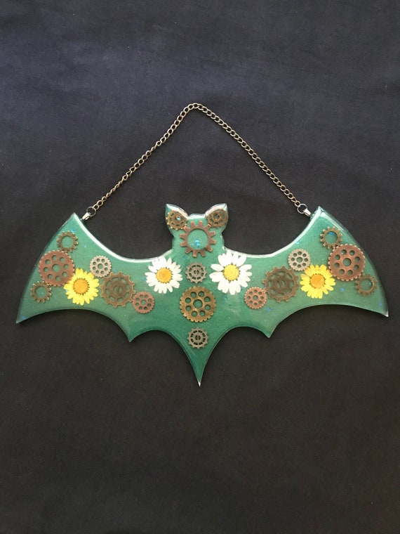 Steampunk Bat Wall Hanging Bat Art Halloween Art Spooky Art Etsy