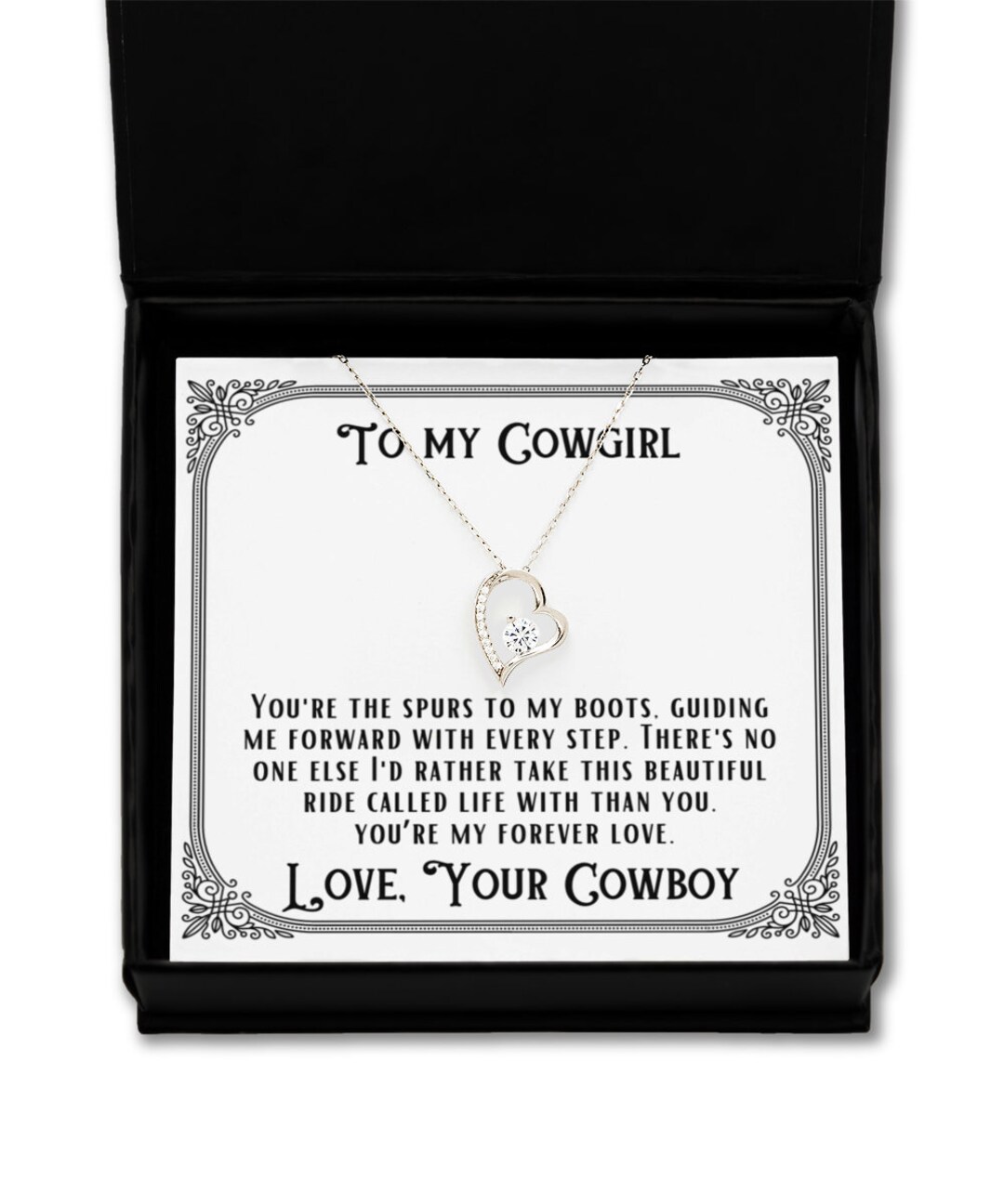 Heart Necklace to My Cowgirl, Western Valentines Gift, Gift for — free download