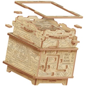 Orbital Box 3D Puzzles for Adults - 3-in-1 Wooden Puzzle Box - Escape Room in a Box - Gift Box Puzzle Games - Model Kit Gift Idea