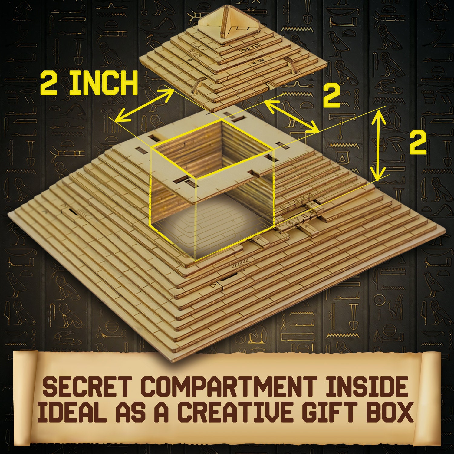 ESC WELT Quest Pyramid Puzzle Box Escape Room in a Box Brain Teaser Puzzles  for Adults & Kids Puzzle Boxes With Hidden Compartment 