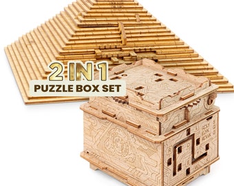Quest Secrets Set - Escape Room in a Box - Brain Teaser Gift Idea for Adults - Puzzle Box with Hidden Compartment - Money Puzzle Box