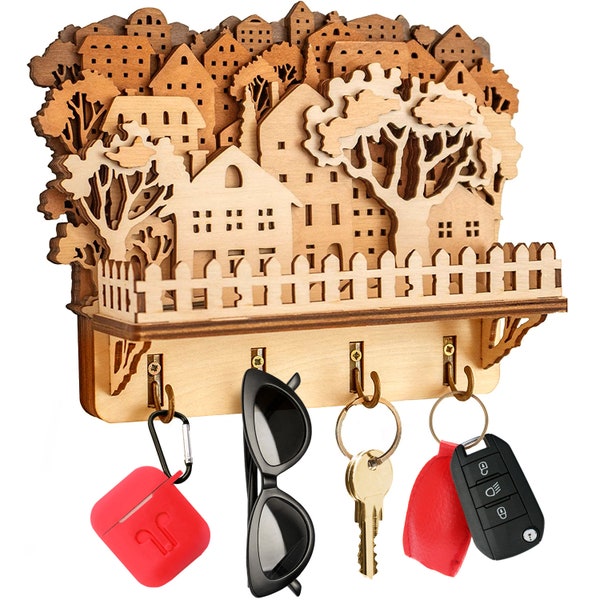 Porte-clés en bois fait à la main Racks muraux pour la maison Crochets de rangement Entrée Étagères Étagères Décoration intérieure Clés Couloir