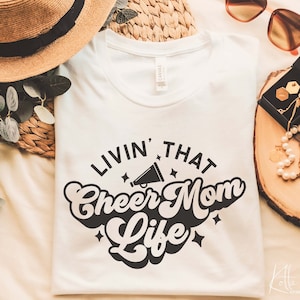 Livin' That Cheer Mom Life SVG, Sports mom Svg, Quotes shirt gift svg, png, dfx, Cricut cut file. image 1