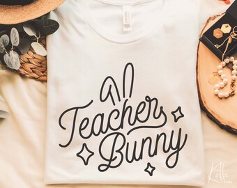 Teacher Bunny SVG, Easter Svg, Easter Gift for Teacher svg, png, dfx, Cricut cut file.