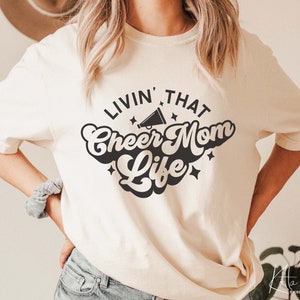 Livin' That Cheer Mom Life SVG, Sports mom Svg, Quotes shirt gift svg, png, dfx, Cricut cut file. image 2