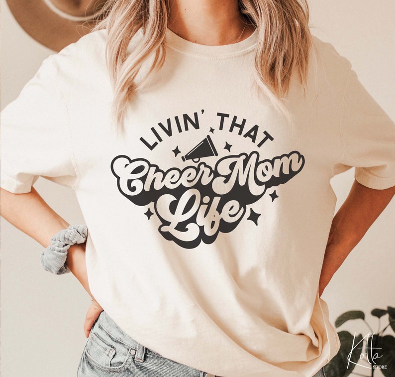 Livin' That Cheer Mom Life SVG, Sports mom Svg, Quotes shirt gift svg, png, dfx, Cricut cut file. image 2