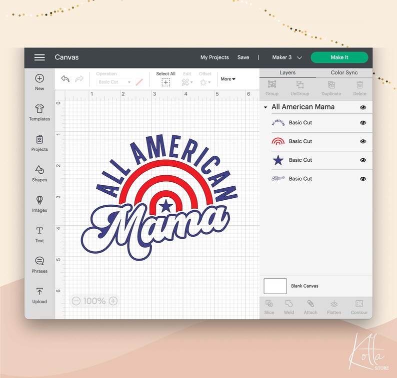 May include: A red, white, and blue graphic design with the text "All American Mama" in a retro font. The design features a red, white, and blue star and stripes pattern.