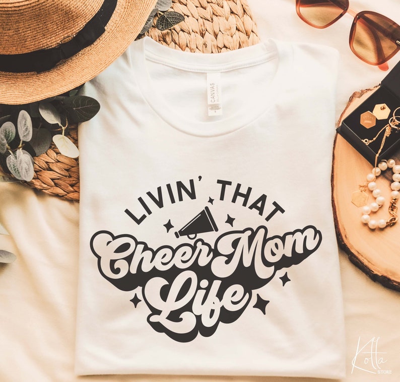 Livin' That Cheer Mom Life SVG, Sports mom Svg, Quotes shirt gift svg, png, dfx, Cricut cut file. image 1