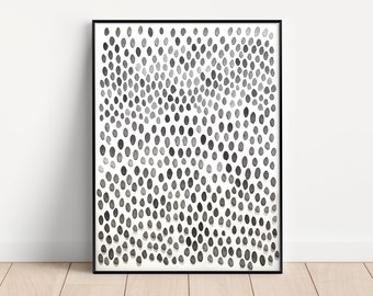 Original Large Abstract Watercolor Painting, Black and White Watercolor, Minimalist Black Dots Art, Black and White Abstract Painting, 22x30