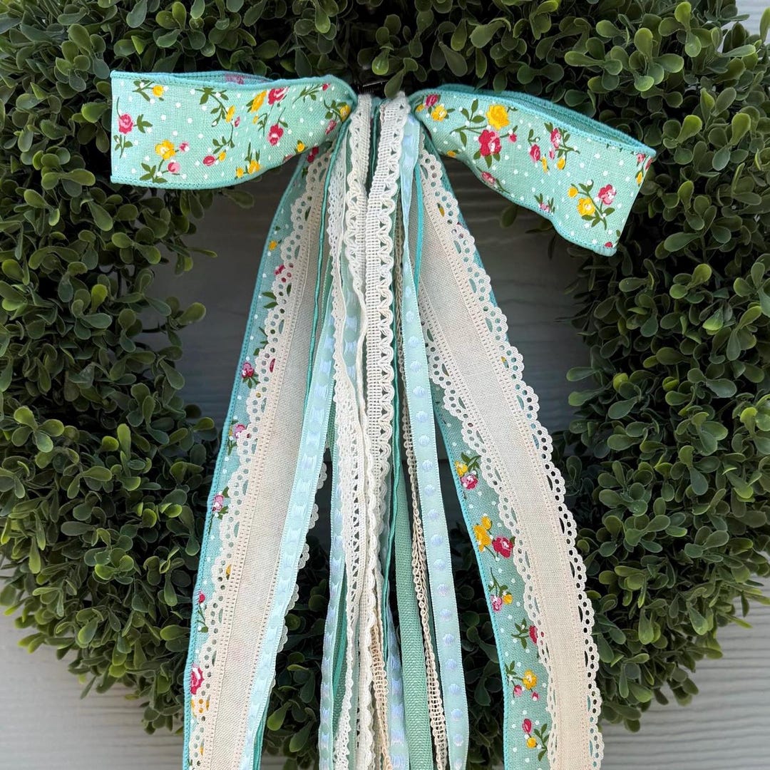 Spring Ribbon Set in Blues Creams,floral Ribbon and Dusty Blues Trim ...