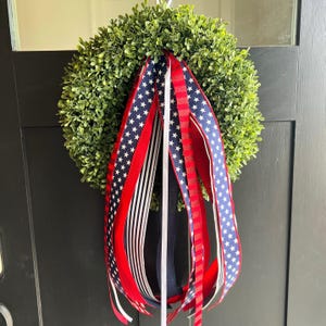 Ribbon Set for Fourth of July, Ribbon Bundle in Red White and Navy Blue, Add to Year Round Wreath, Patriotic Ribbon Clip into Wreath, Stars
