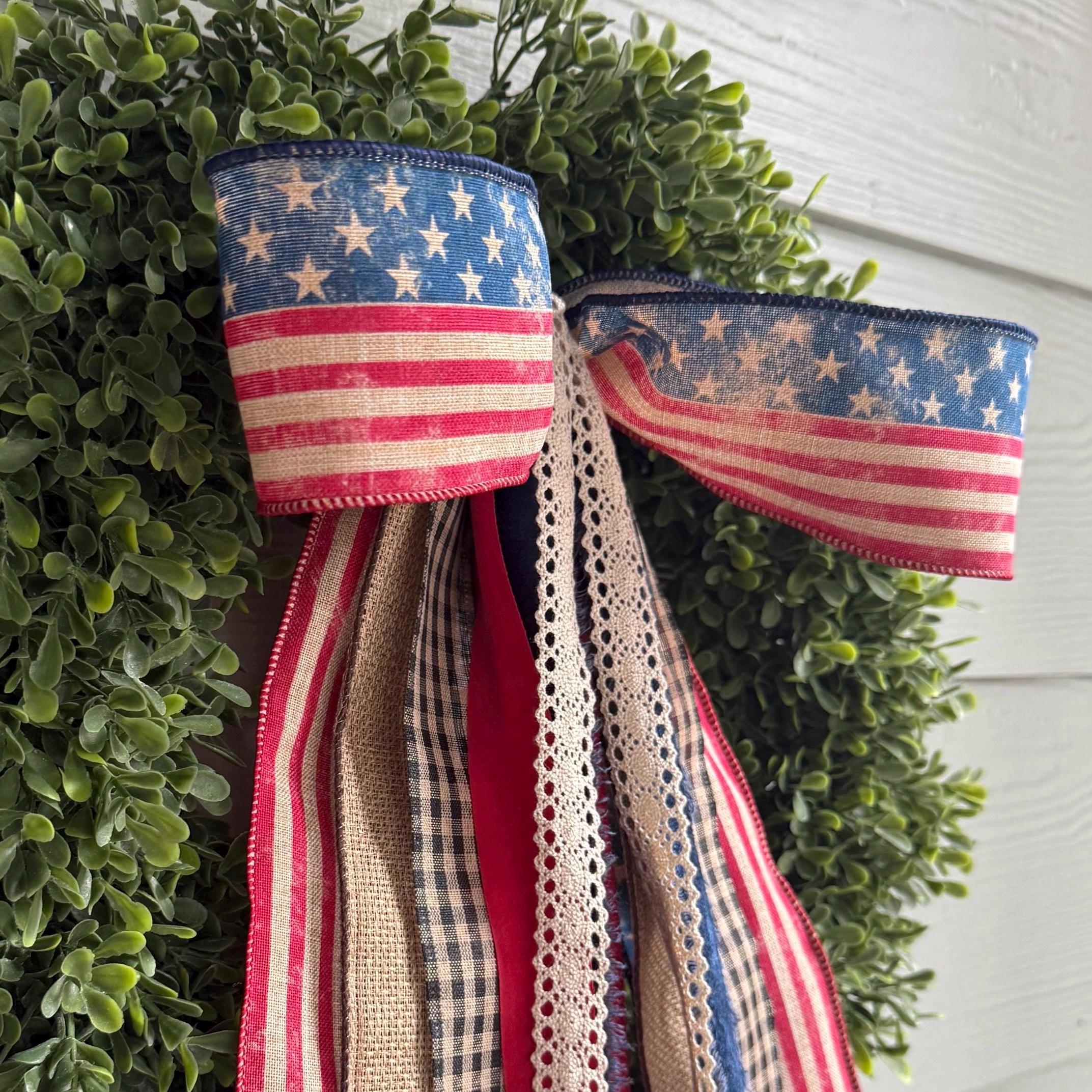 Ribbon Set for Fourth of July, Ribbon Bundle in Red Ivory and Blue ...