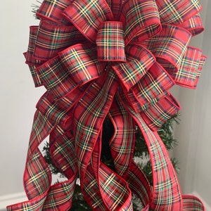 2 Rolls Red and Black Plaid Burlap Ribbon Wired Ribbon Christmas Wrapping Ribbon for Christmas Crafts Decoration, Floral Bows Craft, 472 by 1.9 Inches