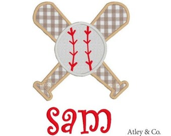 Baseball Applique Design | Baseball Bat Applique Design | 5x7 6x10 8x8 9x9 Hoop Design