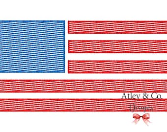 Flag Embroidery Design | Flag Sketch Fill Design | Memorial Day| Fourth of July