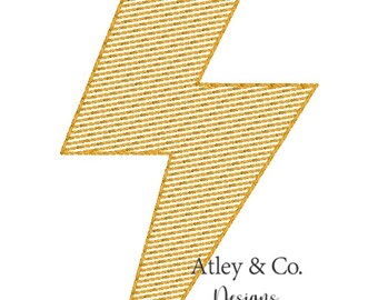 Lightning Bolt Embroidery Design |  Sketch Fill Design | Instant Download