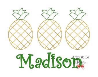 Pineapple Embroidery Design |  Multiple Sizes | Instant Download