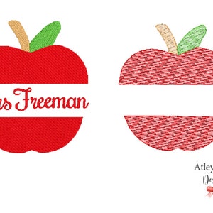 Personalized Apple Embroidery Design | Apple Sketch Embroidery Design | Apple Fill Embroidery Design