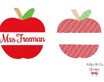 Personalized Apple Embroidery Design | Apple Sketch Embroidery Design | Apple Fill Embroidery Design