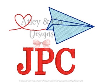 Mini Paper Airplane Embroidery Design | Valentine Design | Mini Fill Design