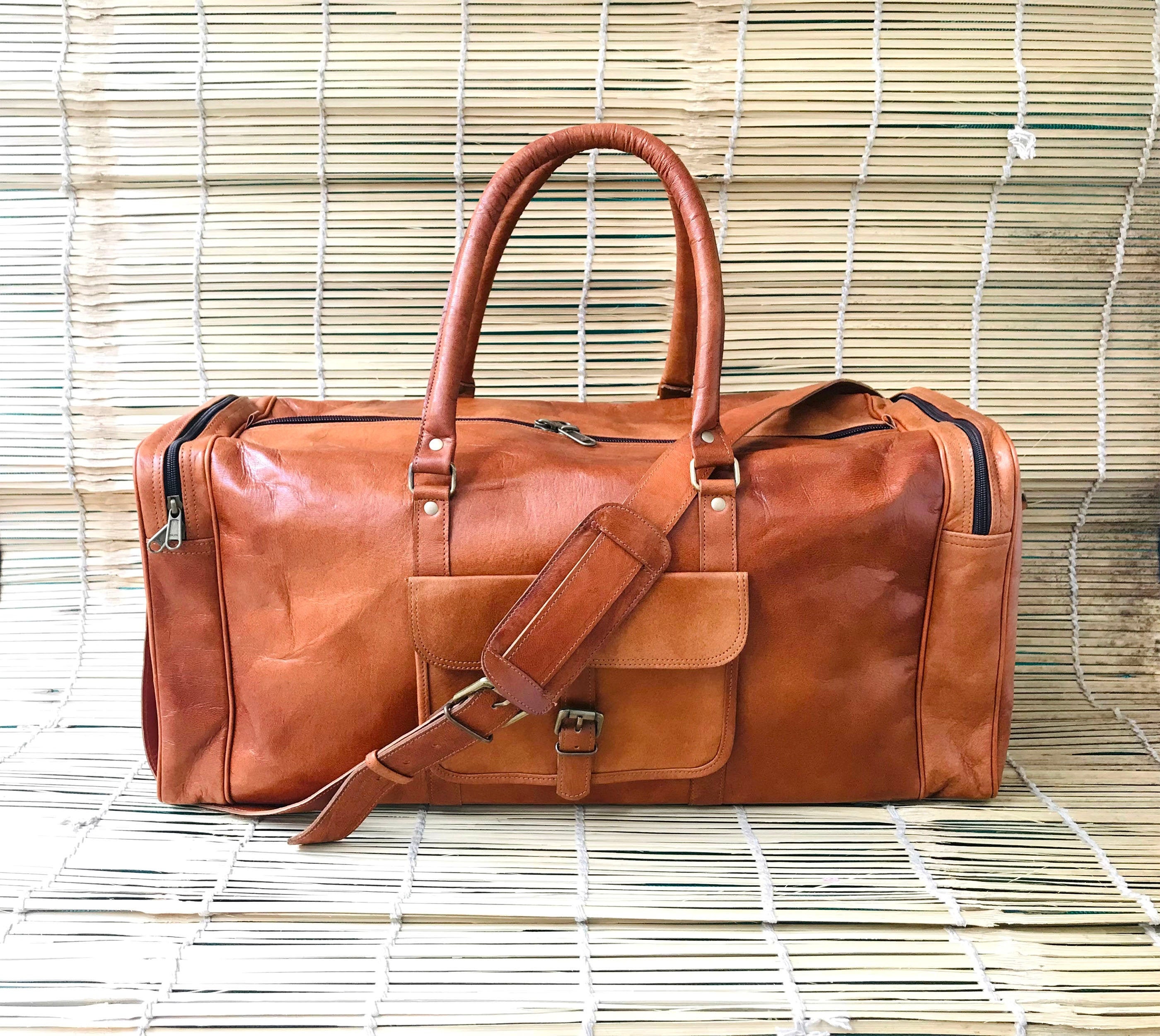 handmade leather travel bag