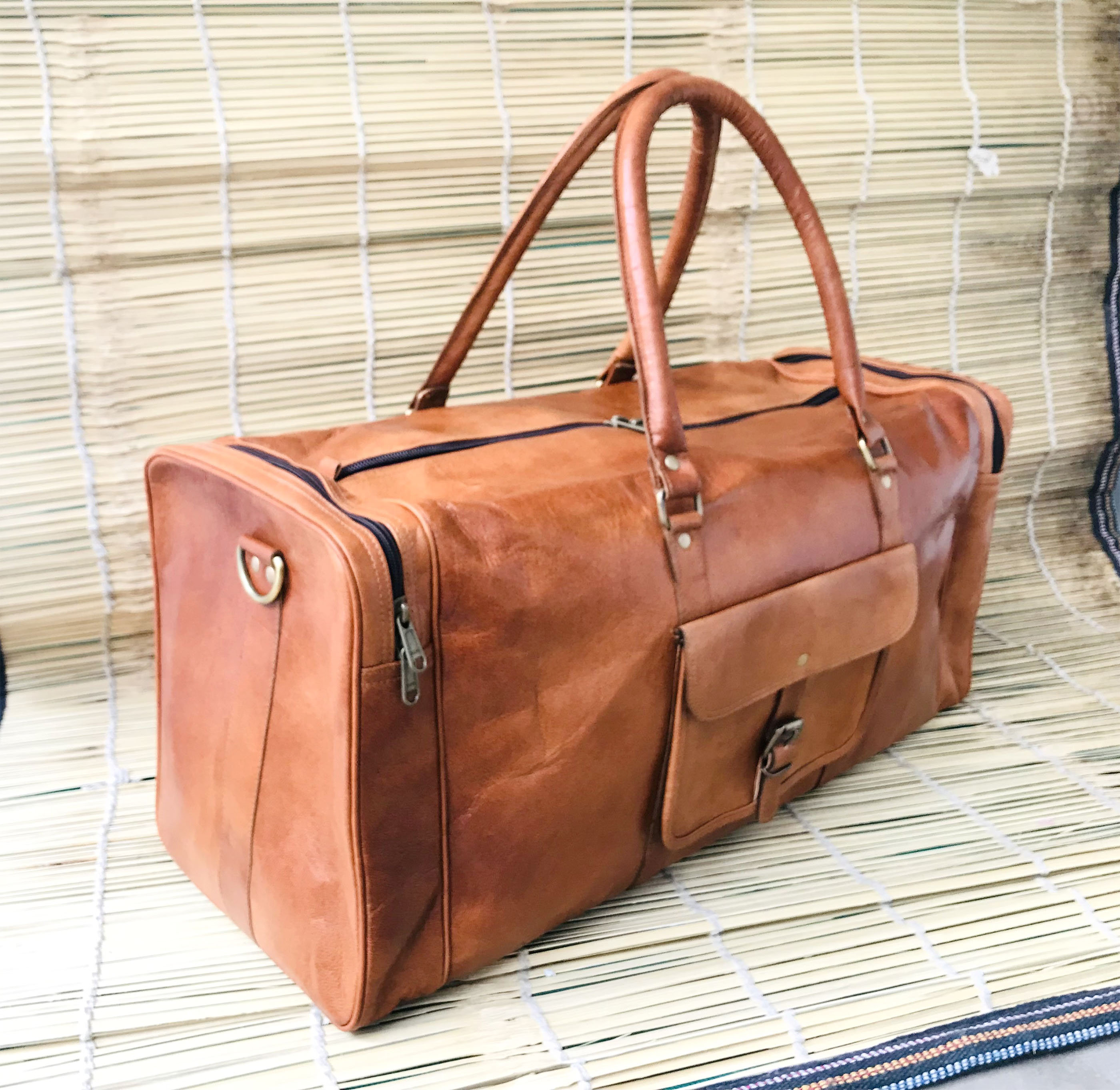 24 Handmade Leather Duffel Bag Leather Travel Bag Etsy