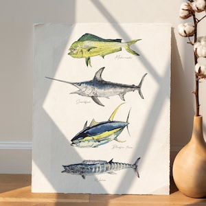 PRINTABLE Fish Watercolor Print, Handwork Painting Poster, Fish Painting, Beautiful Ocean Fish Wall Art INSTANT DOWNLOAD_16