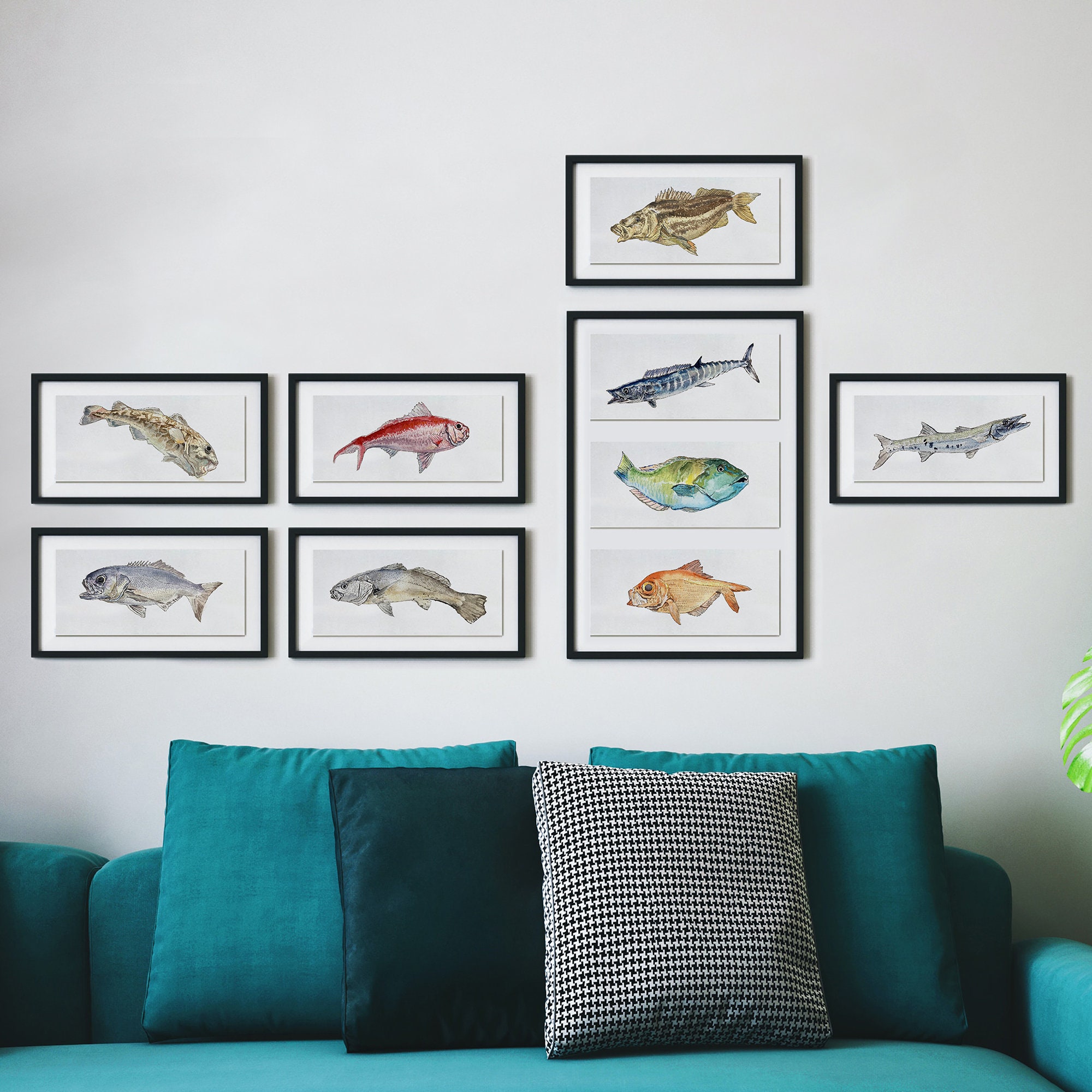 PRINTABLE Fish Watercolor Print Set of 9, Fish Painting, Small Picture ...