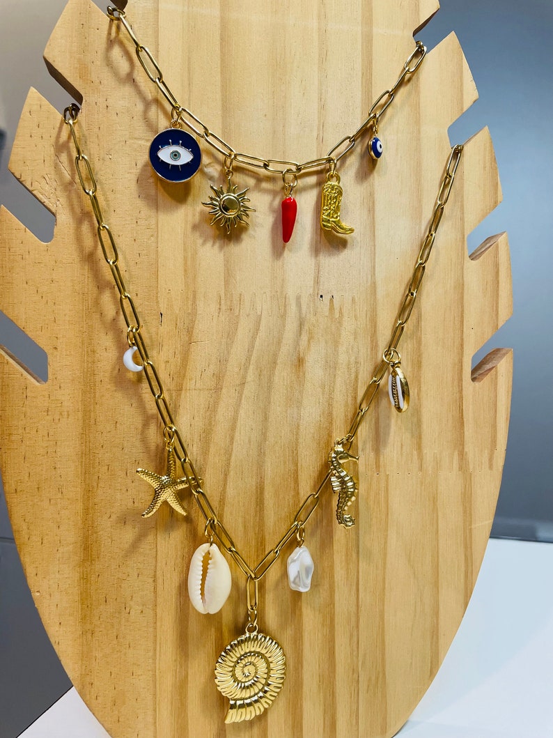 Collier personnalisé charms, créez votre collier à breloques, collier breloques, cadeau personnalisé image 2