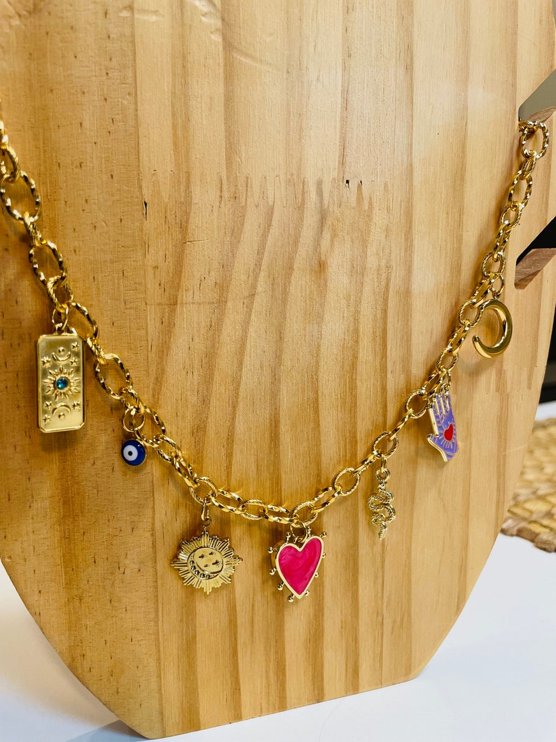 Collier personnalisé charms, créez votre collier à breloques, collier breloques, cadeau personnalisé image 9