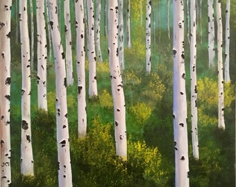 Birch trees painting