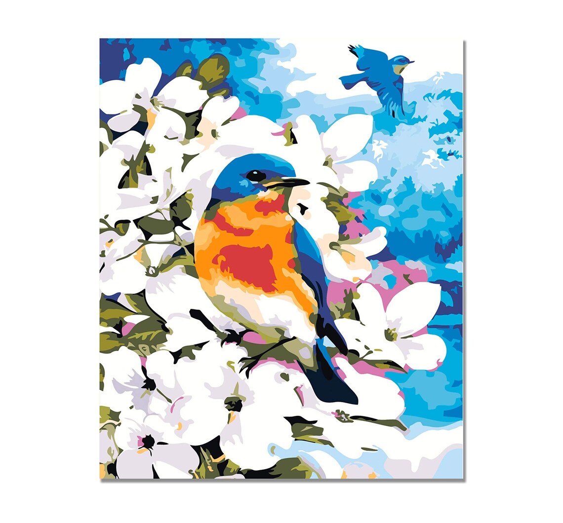 Vögel malen nach Zahlen DIY Kit Kirschblüte Malerei von