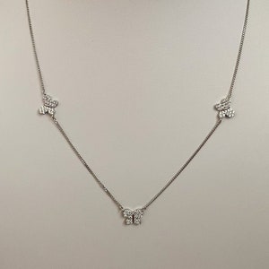 Sterling Silber CZ Schmetterling Halskette