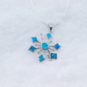 Blue Opal Snow Flake Necklace